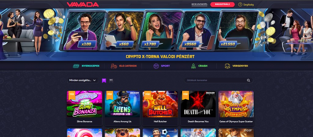 Vavada casino fooldal Crypto X-torna promoval es nyerogep lobbival magyar jatekosoknak